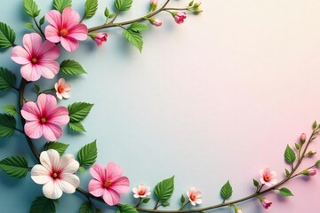 Wall Mural - delicate wildflowers & climbing vines, pastel hues, wildflowers, nature