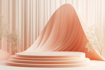 Poster - 3D Render colorful minimalist podiums on vibrant background designed with generative AI