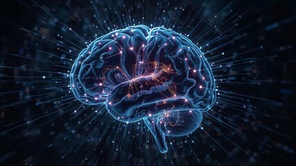 Detailed illustration of a digital brain.