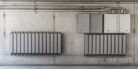 Aufkleber - Heating system installation in a modern industrial space Generative AI