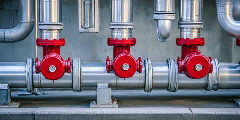 Aufkleber - Quality underground pipeline with red valves at construction site Generative AI