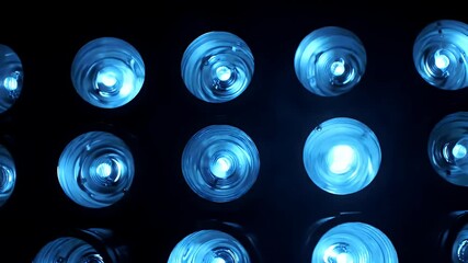close-up of bright blue led lights