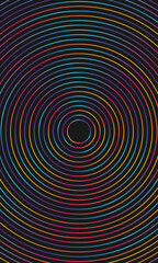 Aufkleber - Black abstract background with gradient light colorful circle lines radial. technology hi-tech futuristic template. Vector illustration.