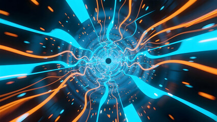 Poster - Abstract Animation of Data Streams Inside A Hyper Tunnel Digital Time Travel Future