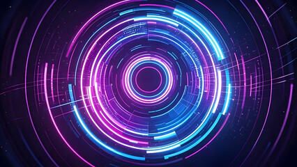 Poster - Radiant Circular Technology A Visual Symphony of Lights and Sound in Abstract Motion