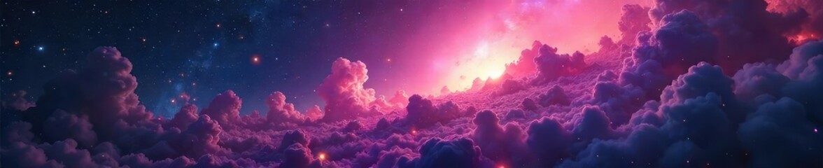 Wall Mural - vast, swirling cosmic clouds of gas and dust, illuminated by distant stars, creating an ethereal, in
