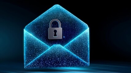 Poster - Glowing digital envelope lock symbol representing email security technology and protection for encrypted communication and data safety