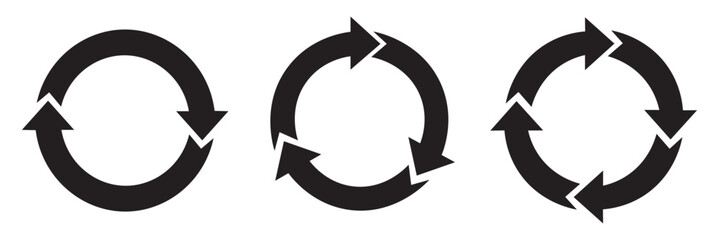 Fototapete - circle arrow icon set. circular arrow icon, refresh, reload, rotation arrow icon symbol sign. black 