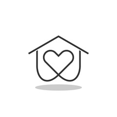 Aufkleber - House heart shape icon with shadow