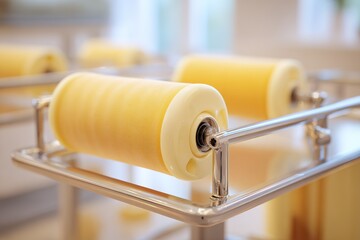 Poster - Rollers in a machine used for producing yellow material in a manufacturing facility during daytime