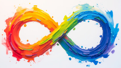 Poster - Colorful Infinity Symbol Crafted with Paint Strokes Representing Endless Possibilities and Unity