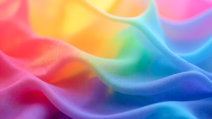 Aufkleber - Colorful Flowing Fabric with Soft Waves and Vibrant Rainbow Hues in Smooth Texture