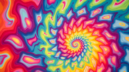 Poster - Vibrant Abstract Spiral Pattern with Colorful Swirls and Psychedelic Design Elements
