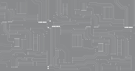 Poster - Microchip technology background. Abstract circuit, digital electronics scheme texture. Hardware motherboard, tech data recent vector pattern. 