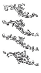 Wall Mural - Engraved corner ornament element vintage design decorative detailed bold classic flourish graphic illustration