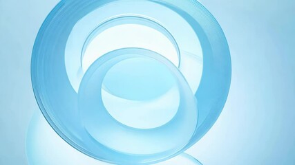 Poster - Light blue smooth curved shapes swirl on a bright clean background creating a soft elegant pattern with depth and flowing movement