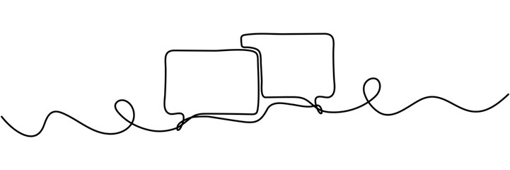 Poster - Continuous line drawn speech bubbles. Chat symbol. Communication concept. Vector illustration isolated on white.
