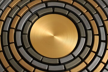 Aufkleber - Abstract Metallic Concentric Rings with Gold Center Modern Industrial Design