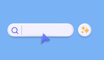 Poster - 3D generative AI bar with a generate button. Generate and Magic star icon AI.  Artificial intelligence technology. Input prompt to create ideas. Trendy and modern vector in 3d style.