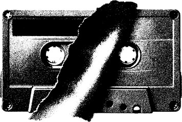 Poster - Vintage nostalgia with analog cassette tape in high contrast black design