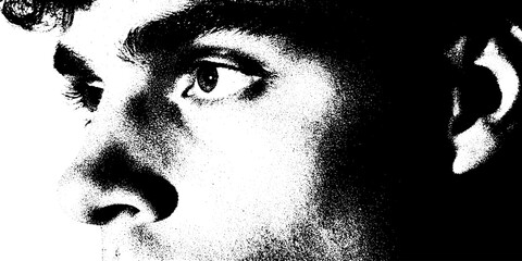 Poster - Dramatic high contrast portrait of man in black and white