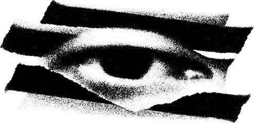 Poster - High contrast abstract eye design with black and white beeswax wrap texture