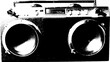 © annetdebar - Retro boombox in high contrast black and white abstract art