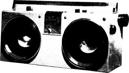 Poster - High contrast black and white boombox abstract art for retro music design