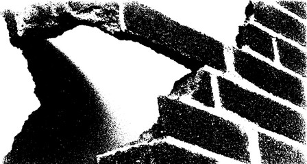 Poster - High contrast black and white fragmented brick wall design