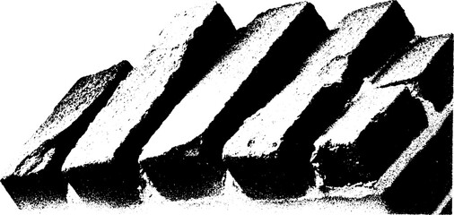 Poster - High contrast black and white brick wall fragment design for artistic display