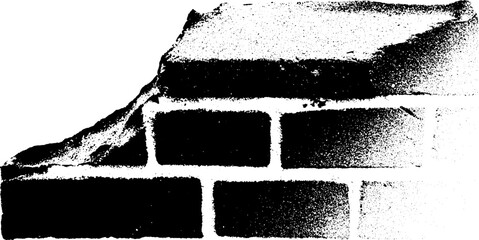 Poster - High contrast black and white brick wall fragment for design projects