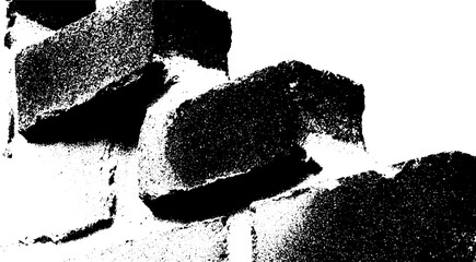 Poster - High contrast black and white brick wall fragment for abstract design