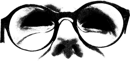 Poster - Black and white high contrast image of broken eyeglasses for creative design