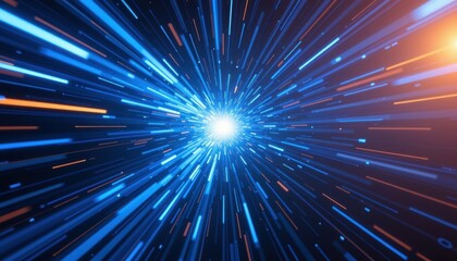 Fototapete - Energetic Burst of Light Rays Cosmic Space Digital Art Abstract Environment Dynamic Viewpoint