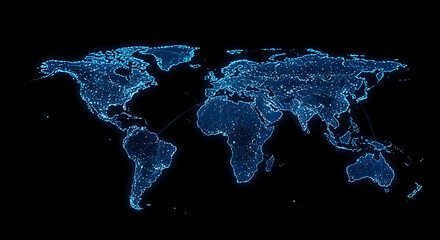 Aufkleber - Glowing Blue World Map Digital Network