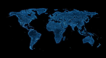 Aufkleber - Glowing Blue World Map Digital Network Connections