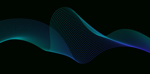 Poster - Abstract wave element for design. Digital frequency track equalizer. Stylized line art background. Vector illustration.