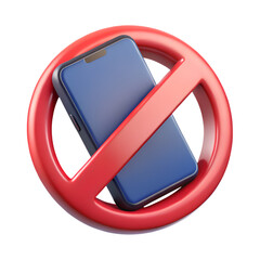 Poster - No phone allowed sign 3d render isolated on transparent background