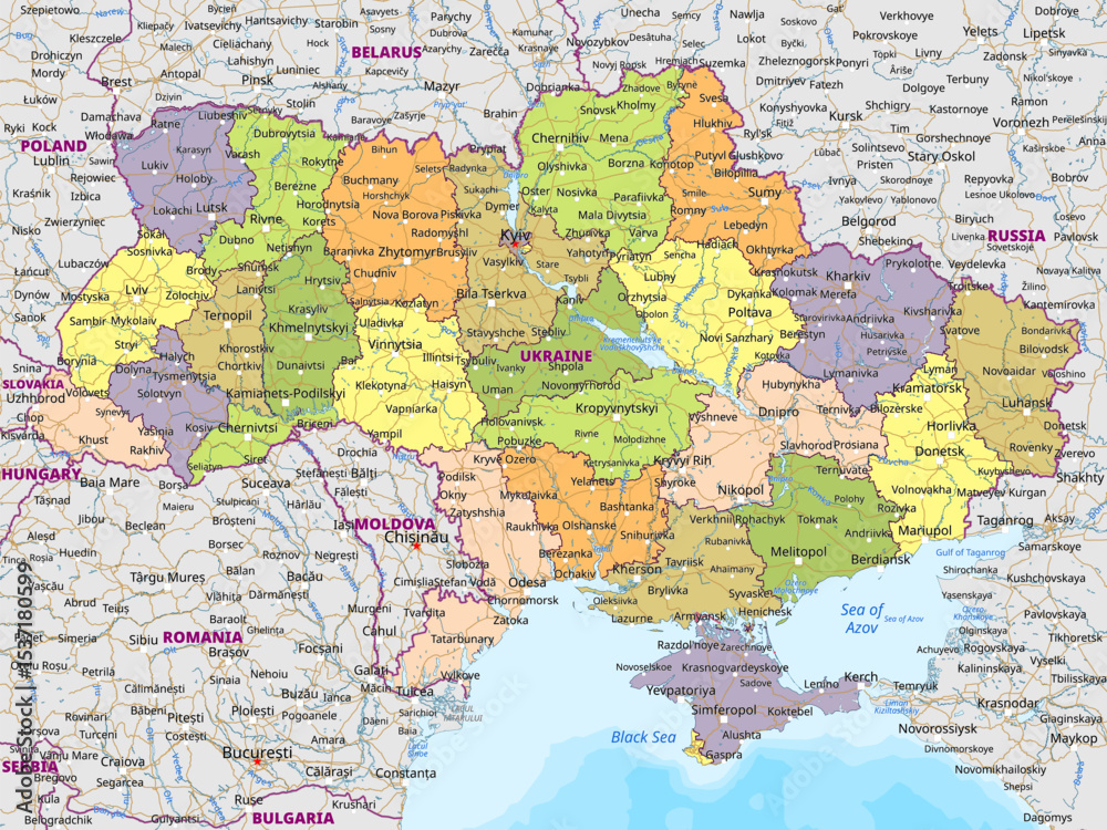 Ukrainian Political Map Detailed Topographical Map Of Ukraine