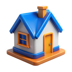 Poster - Cartoon house 3d render isolated on transparent background