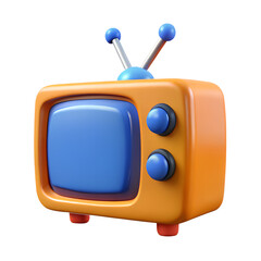 Poster - Cartoon retro television 3d render isolated on transparent background