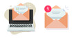 © vladwel - New email mail message reminder in open envelope icon vector graphic illustration set, vote form list letter received on pc computer screen notice notification flat modern image