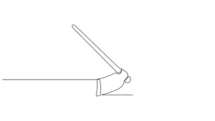 Animated One line art Garden Hoe Tool vector illustration. line art, one continuous line, Full length one line animation.