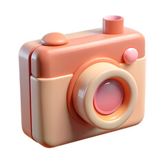 Poster - Cartoon camera icon 3d render isolated on transparent background