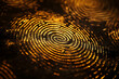 © Svetlana - Close-up of golden fingerprints on dark surface in intricate pattern