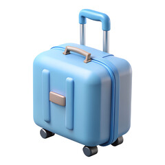 Poster - Light blue carry on suitcase 3d render isolated on transparent background