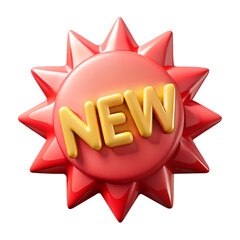 Poster - 3d red starburst new badge isolated on transparent background