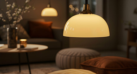 Poster - Warm White Pendant Lamp in Modern Living Room Interior