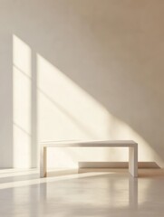 Poster - Minimalist table stands alone in serene space, inviting contempl