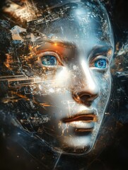 Poster - The Power of AI, An artistic representation of artificial intelligence and its potential, abstract without human elements